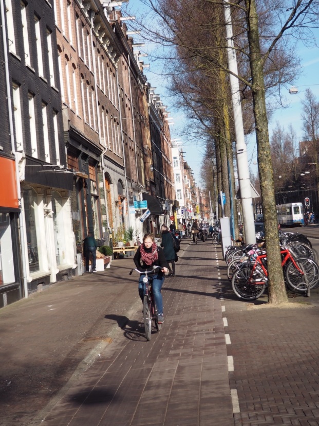 A retail street with high cycling volumes